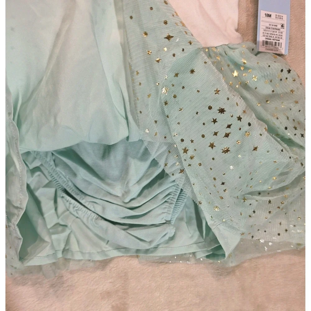 Cat & Jack Baby Girl Tutu Dress Mint Green‎ Gold Star 18M NWT